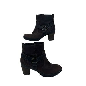 Clarks Active Air Suede Leather Women's Boots Brown Heeled Ankle Boots‎ Size 6M